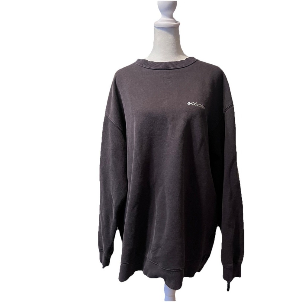 Columbia Logo Faded Black Pullover Sweatshirt Crewneck Men's Size 2XL